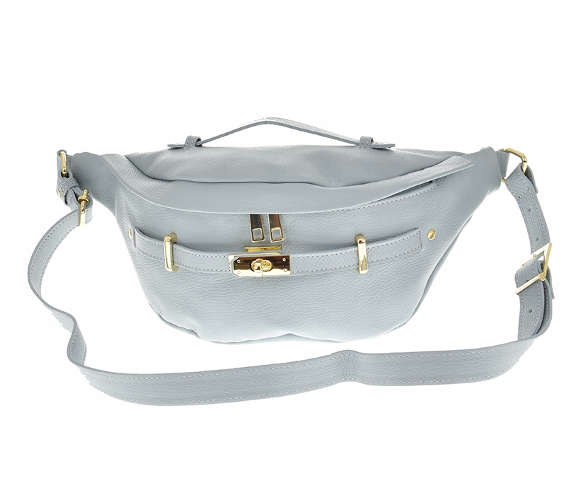 Kožená kabelka Velká ledvinka Vera Pelle kůže modrá kabelka přes rameno