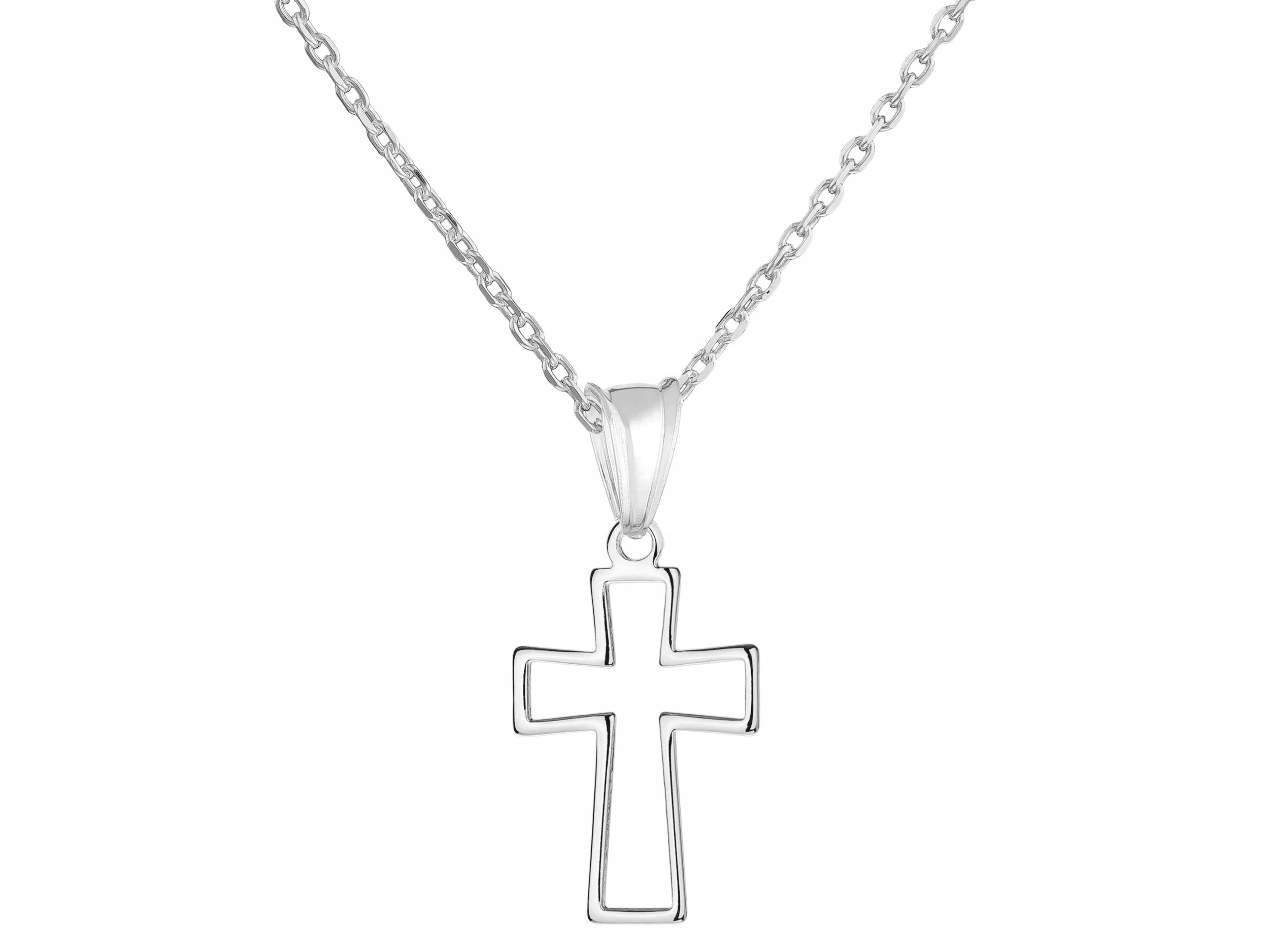Dlouhý Stříbrný Dámský Náhrdelník Křížek Minimalistický Křížkový Řetízek Ankier 60 cm