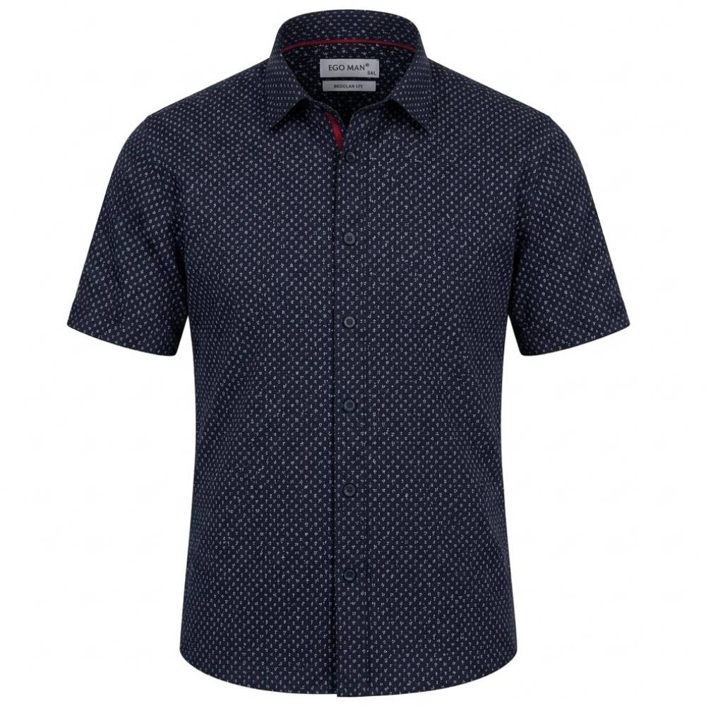 Ego Man košile pánská RE308-05 regular fit krátký rukáv 6XL tmavě modrá
