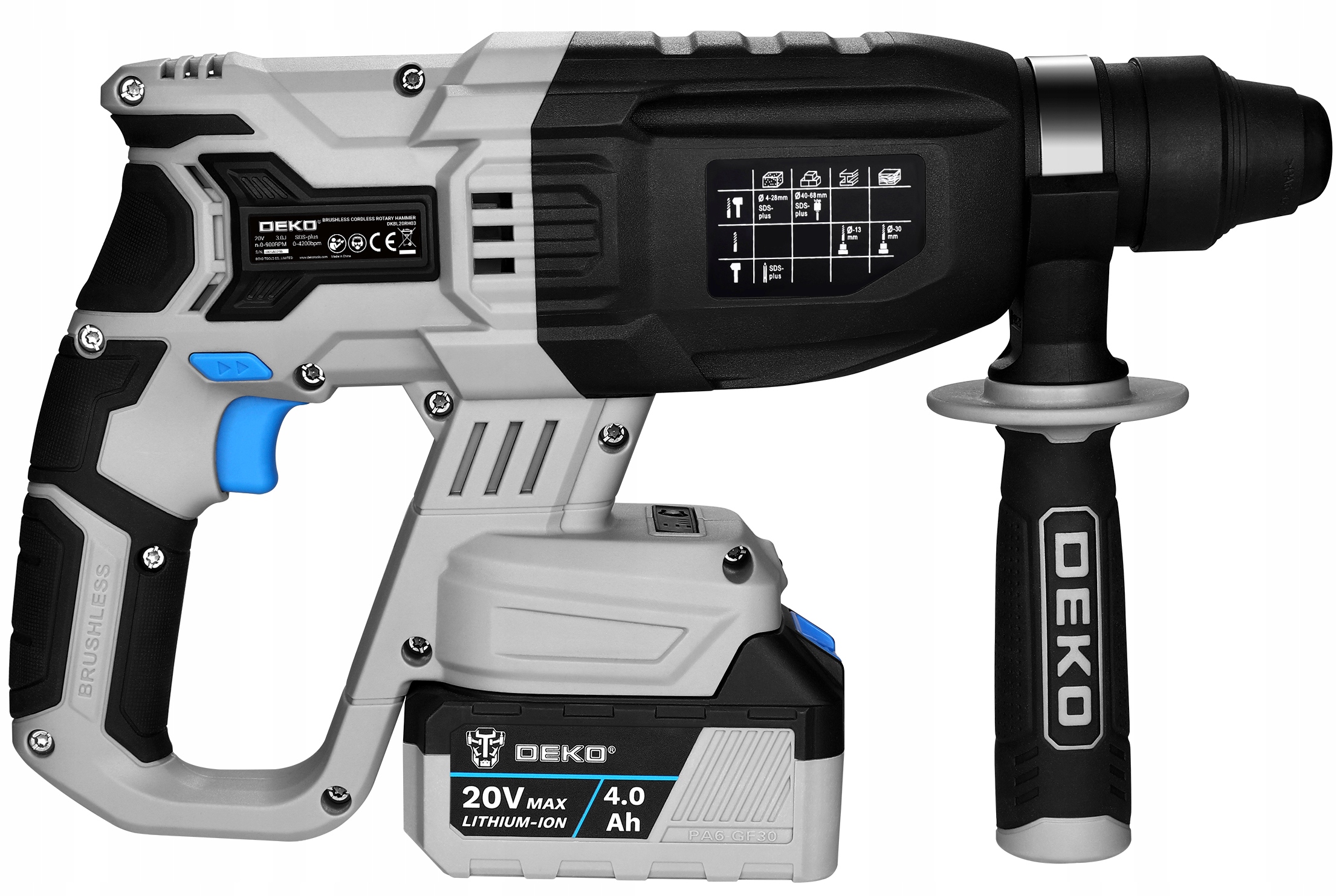 MŁOT UDAROWY MŁOTOWIERTARKA AKUMULATOROWA UDAR SDS+ AKU WIERTŁA DEKO 3J Marka Deko