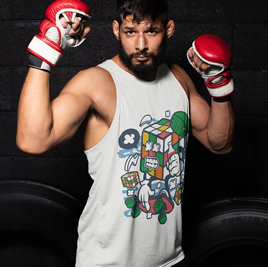 TANK TOP ANIMOWANE RUBIX CUBE SKATER Rozmiar S