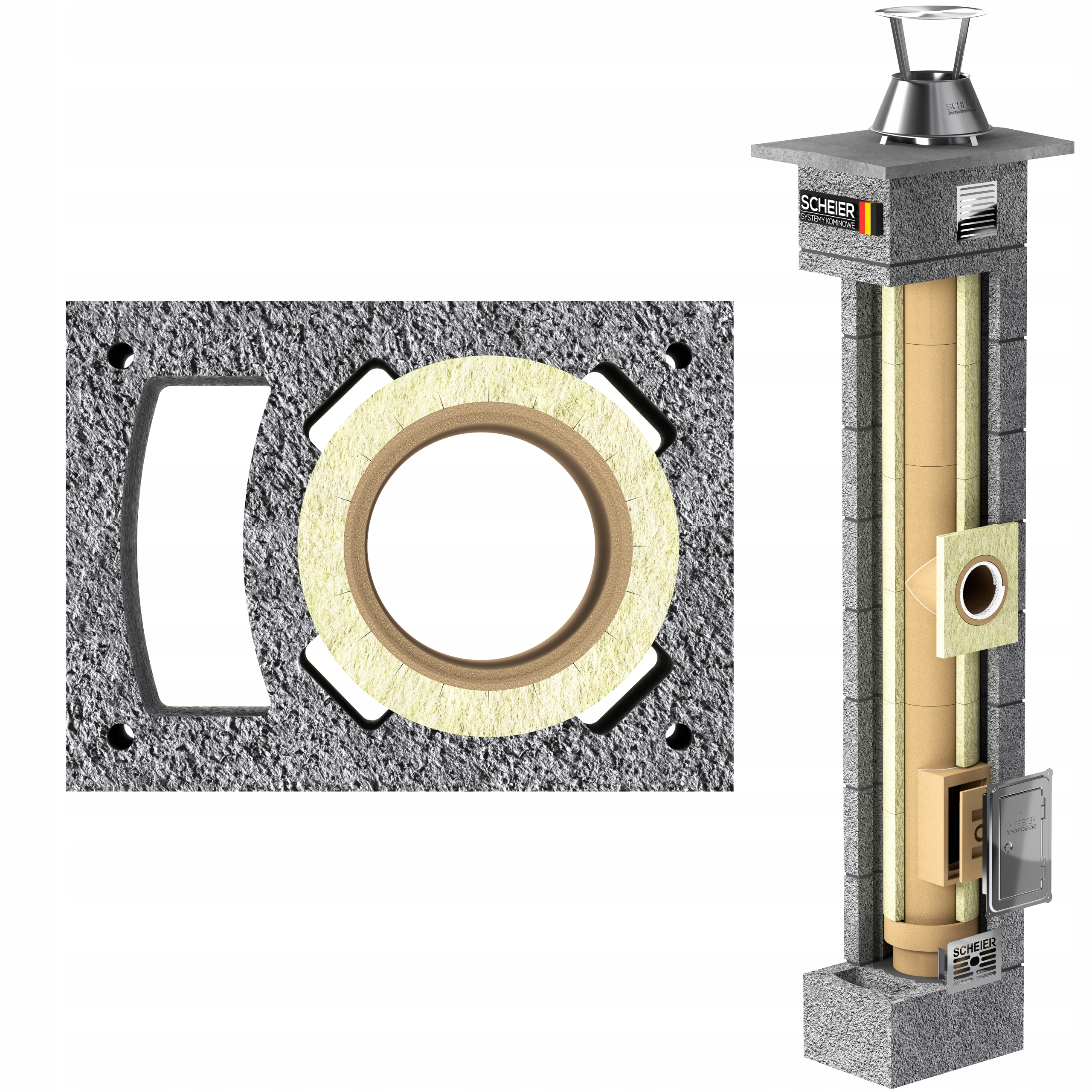 Systémový komín 10 m fi 160 keramický 36x49 všechna paliva Scheier Max