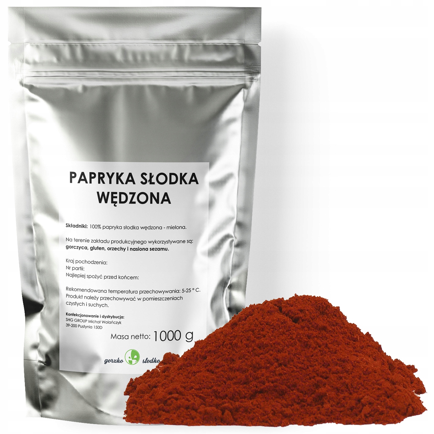 PAPRYKA SŁODKA WĘDZONA 1kg mielona papryka słodka aromatyczna Waga 1000 g