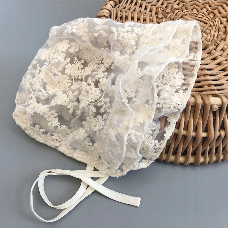 Czapka bonetka KORONKOWA HAFTY CHRZEST 74-80-86