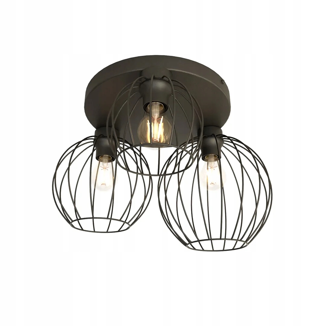 Industriálna stropná lampa 3 drôtené tienidlá čierna okrúhla 40 cm Emibig