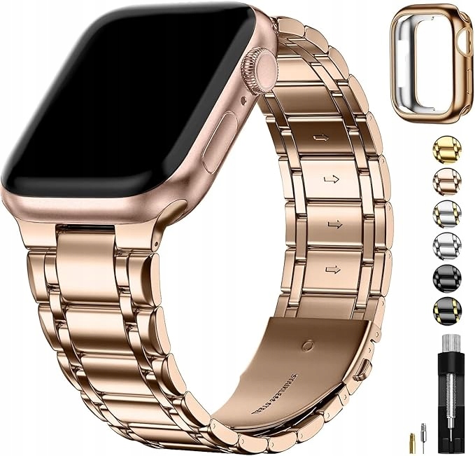 Pasek Do Zegarka Apple Watch ze stali nierdzewnej 38-40-41 mm + GRATIS Kolor złoty