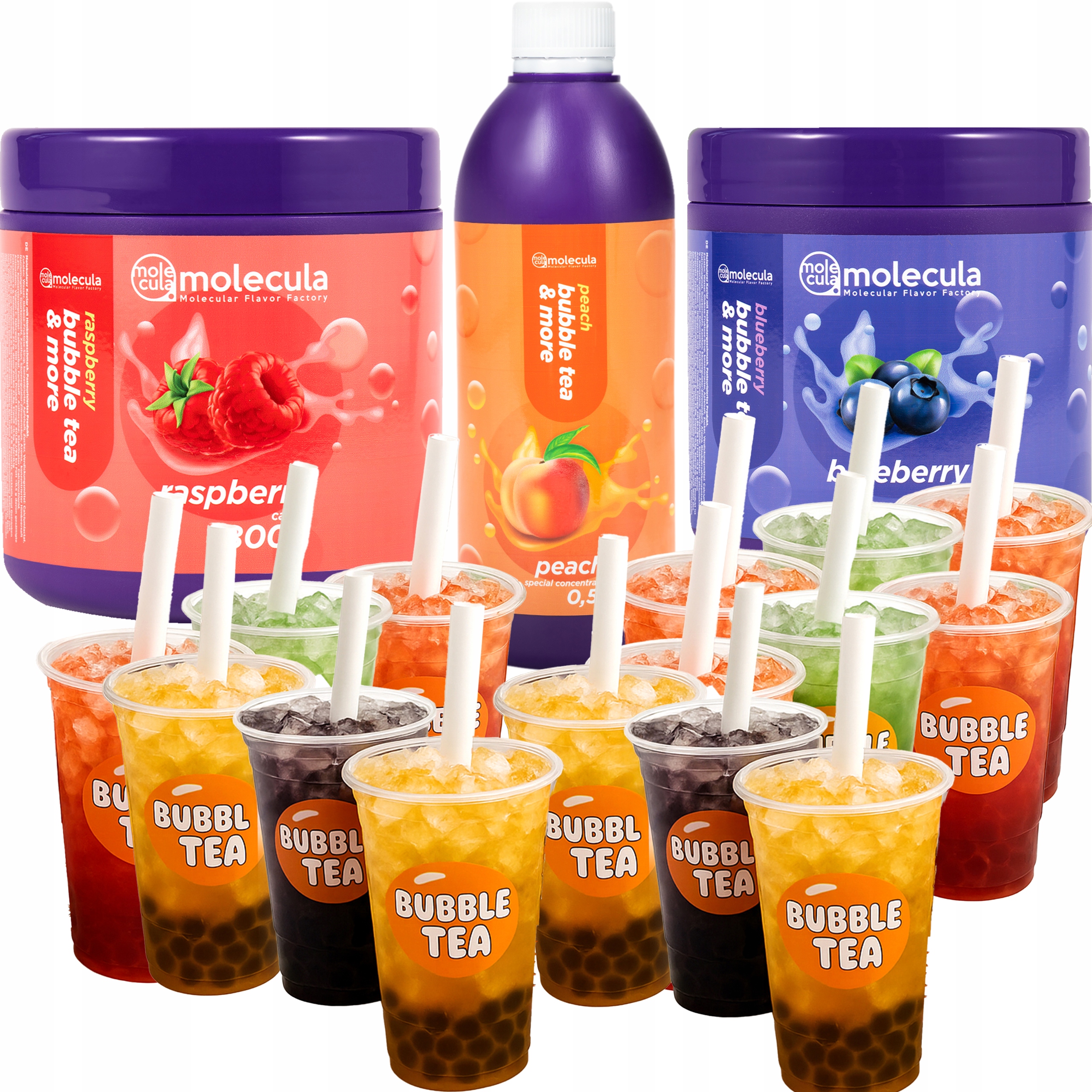 Levně Bubble Tea Dárková Sada – Kuličky Malina Jahoda Sirup Broskev Slámky