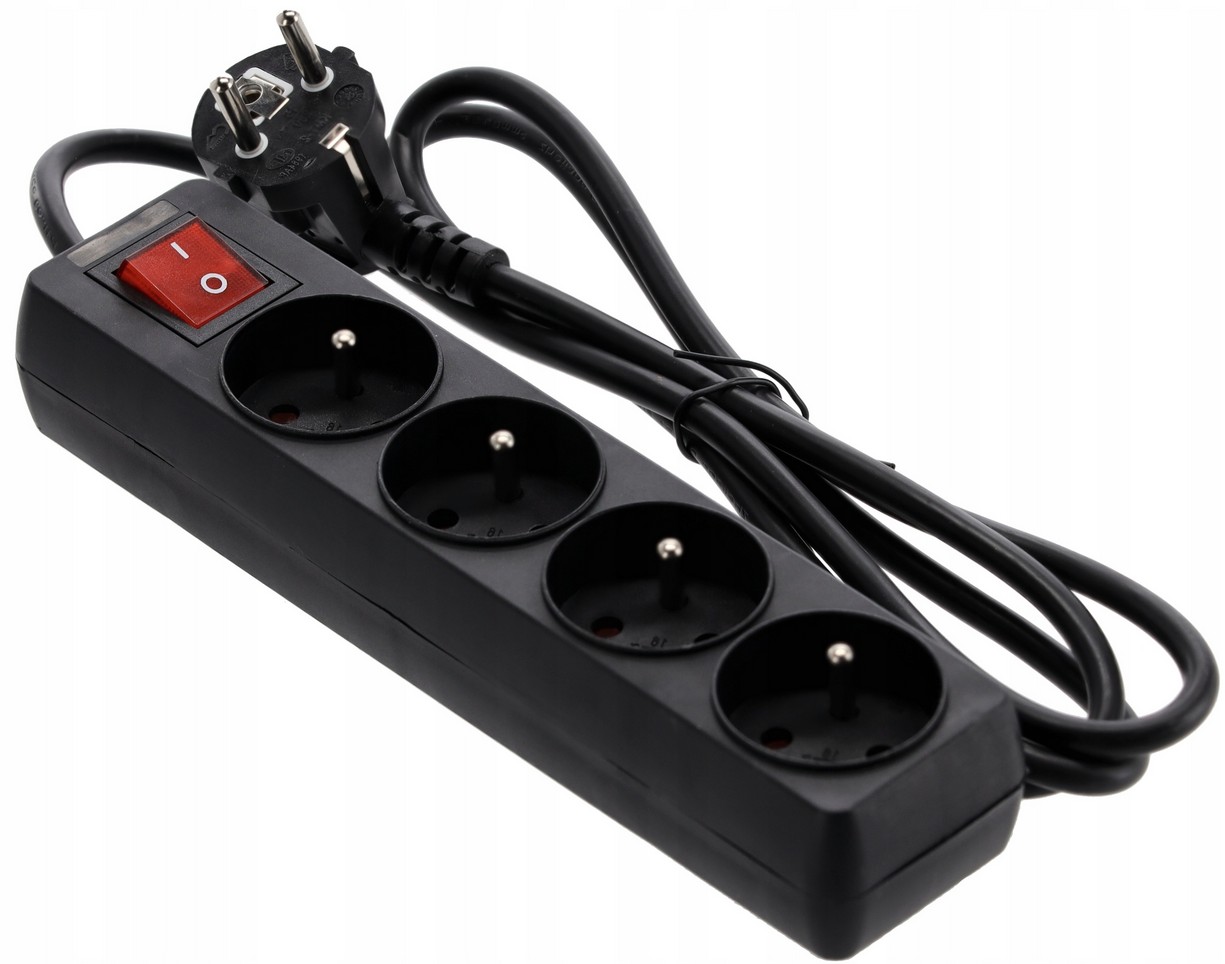 Listwa Zasilająca Przedłużacz 4 Gniazda 300cm Z Wyłacznikiem i Uziemieniem