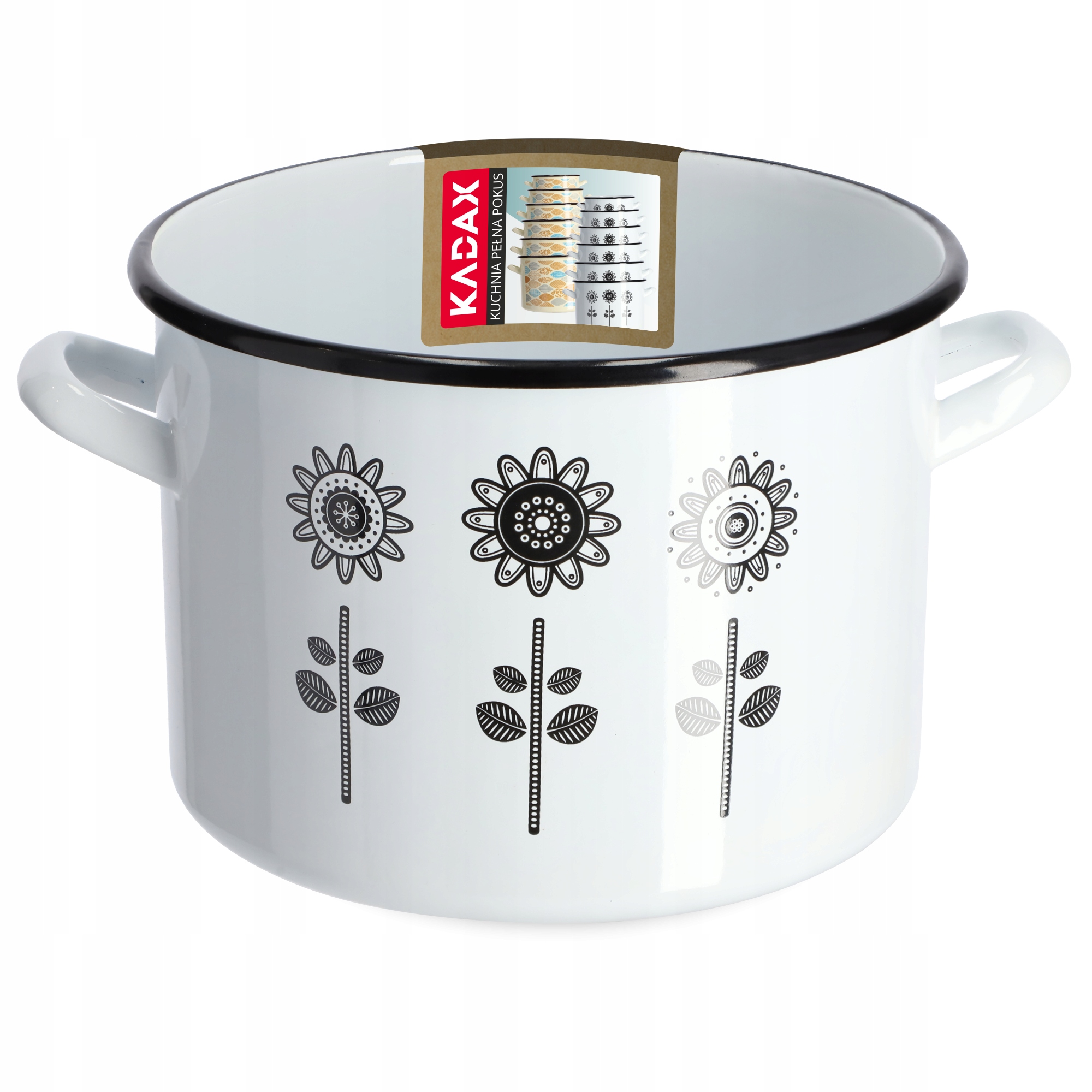 

Garnek Emaliowany Solidny Wysoki Duży 22cm 6L