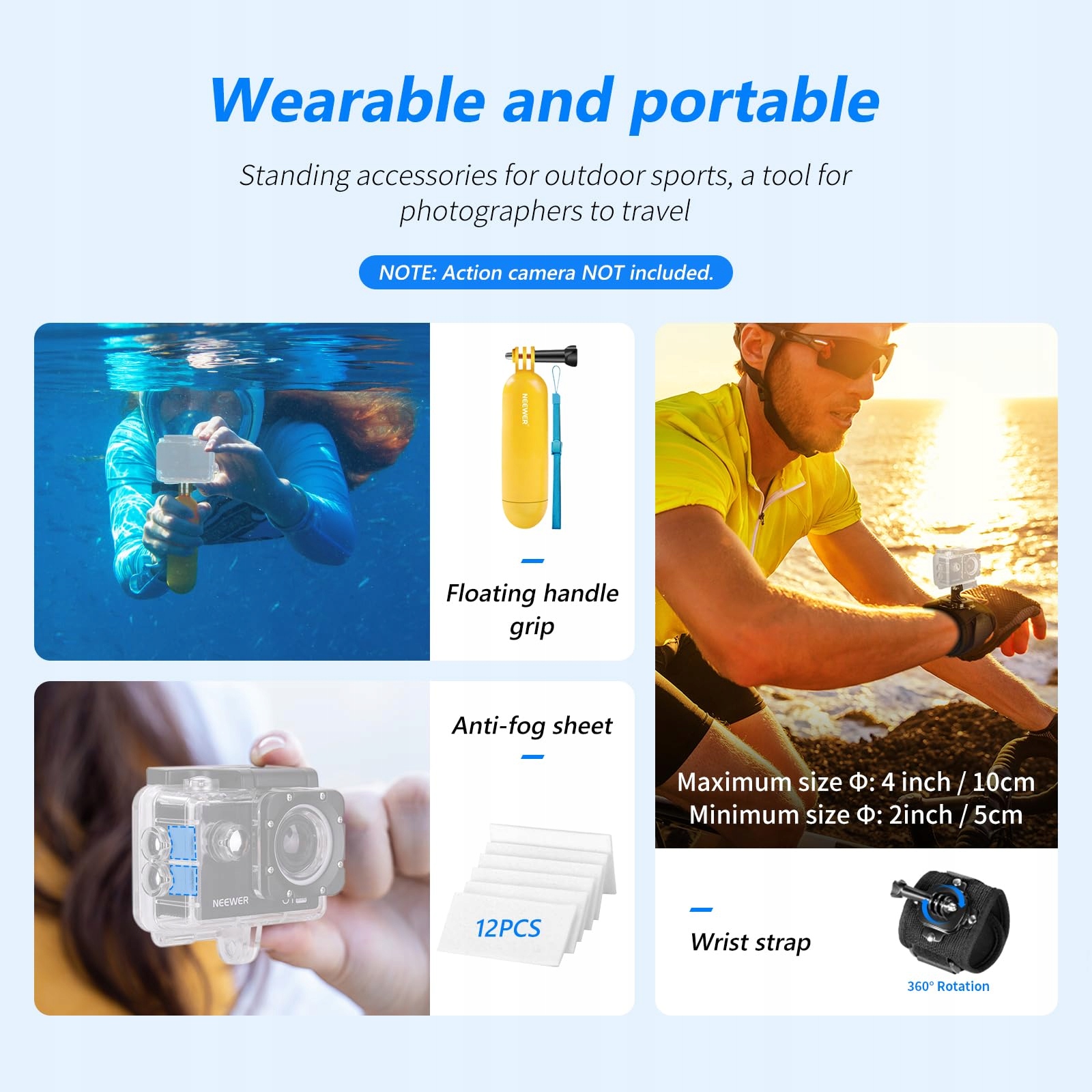 NEEWER 50w1 Akcesoria Do Kamer Sportowych Kompatybilne z GoPro DJI Insta360 — miniatura 5