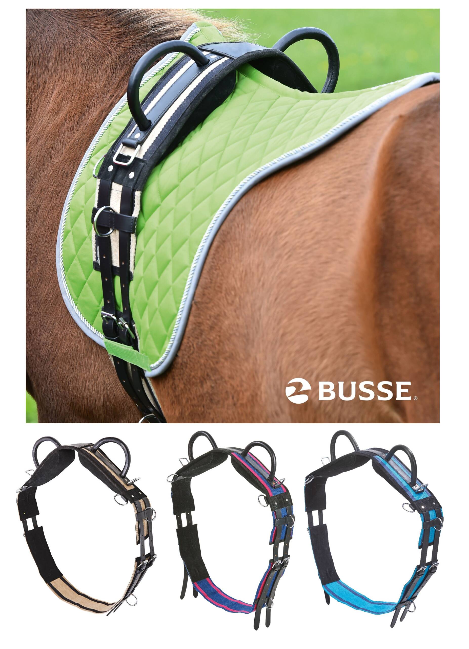 Pas do woltyżerki Double dwa uchwyty Busse hipoterapia beżowy Full