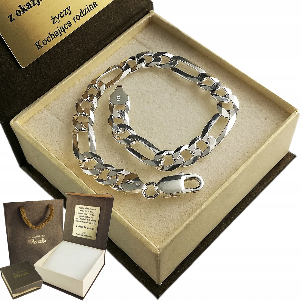 

Bransoletka Srebrna Męska Figaro 8mm Srebro 925