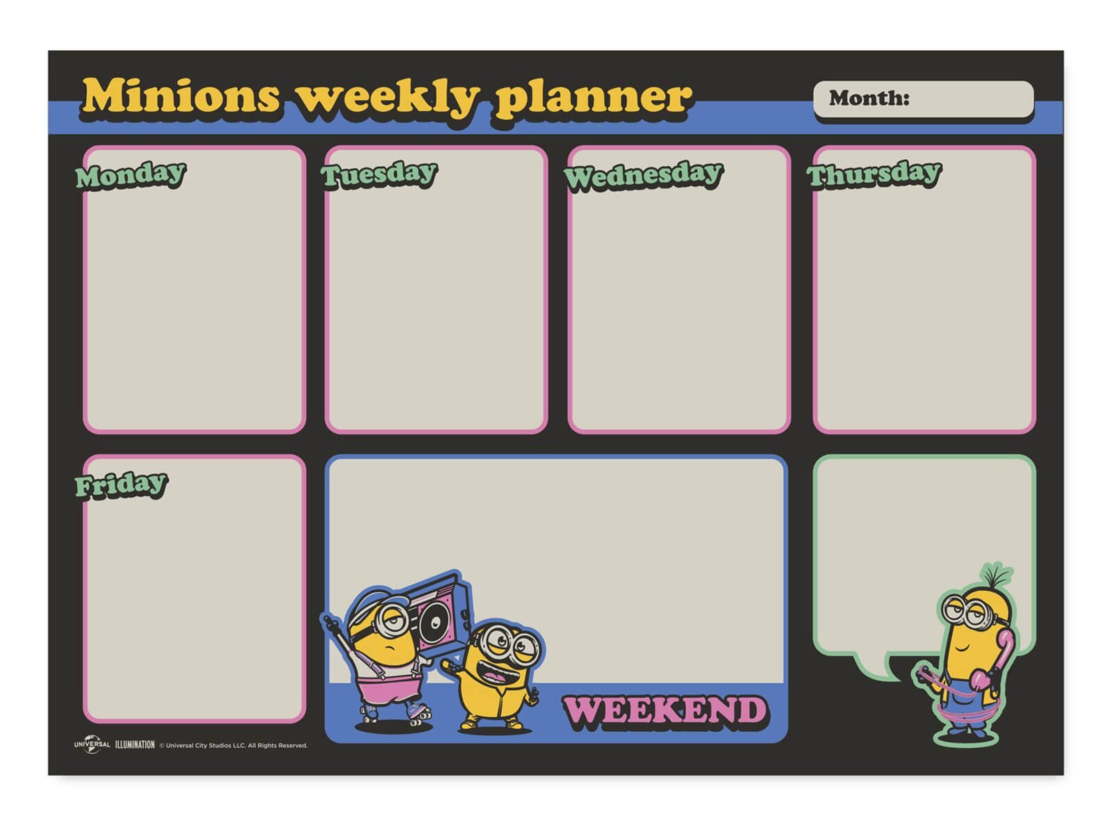 

Minionki organizer biurkowy planer tygodniowy A4