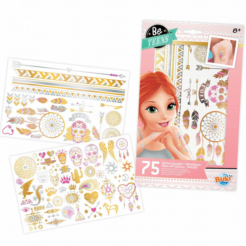 

Buki Zmywalne tatuaże metaliczne dziewczęce 75 szt