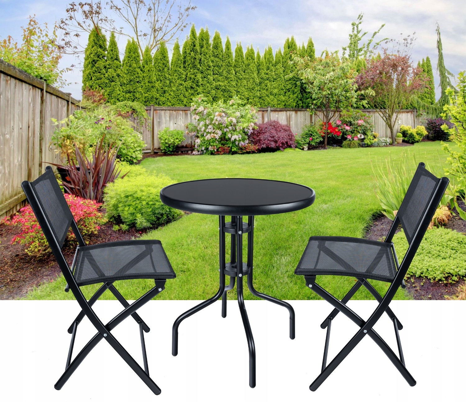 STOLIK STÓŁ OKRĄGŁY OGRODOWY BALKONOWY KAWOWY SZKLANY NA TARAS CZARNY 60cm Producent gotel