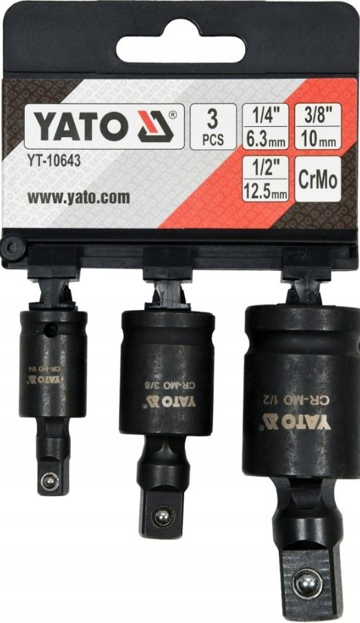 Yato YT-10643 Zestaw Przegubów Udarowych 1/4", 3/8", 1/2"