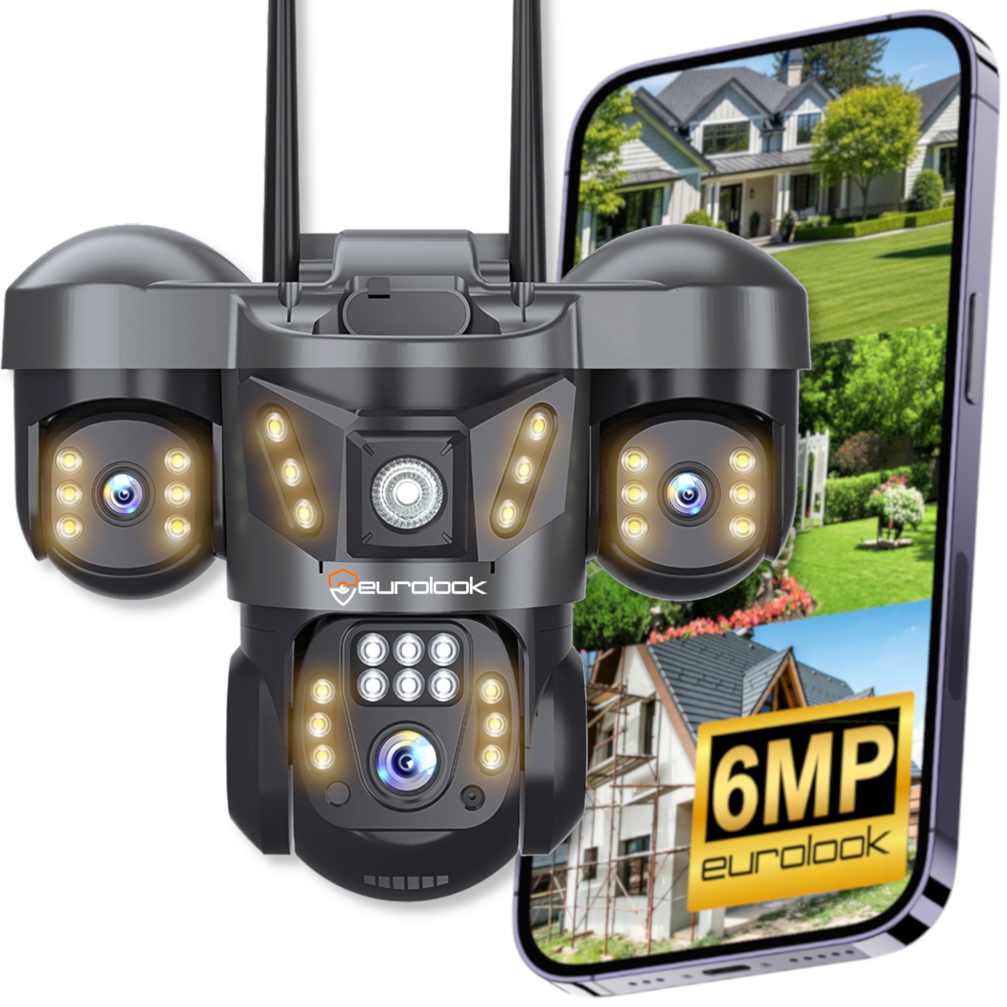 Trojitá Otočná Wifi Ip Uhd Venkovní Audio Kamera 6MPX 6MP 4K Detekce