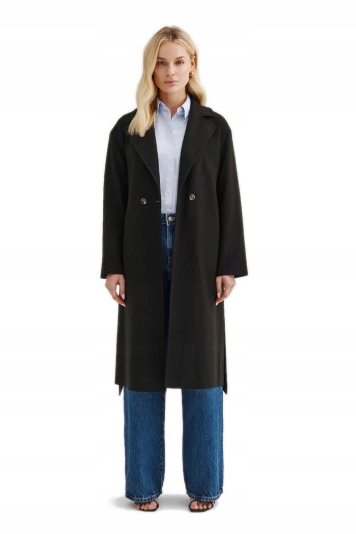 Trenčkot Dámský Jarní Lehký Černý Vlněný Módní Kabát Silva Janbor Xs