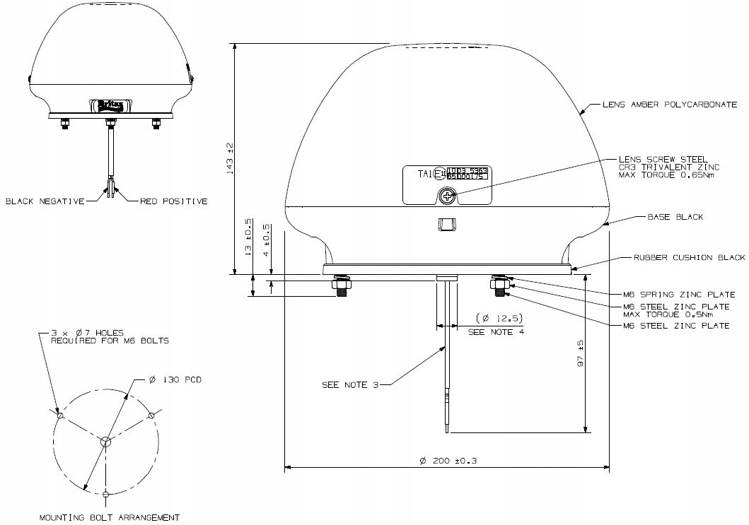 Lampa ostrzegawcza 3 śruby 12V 24V B100.00 Producent części Britax