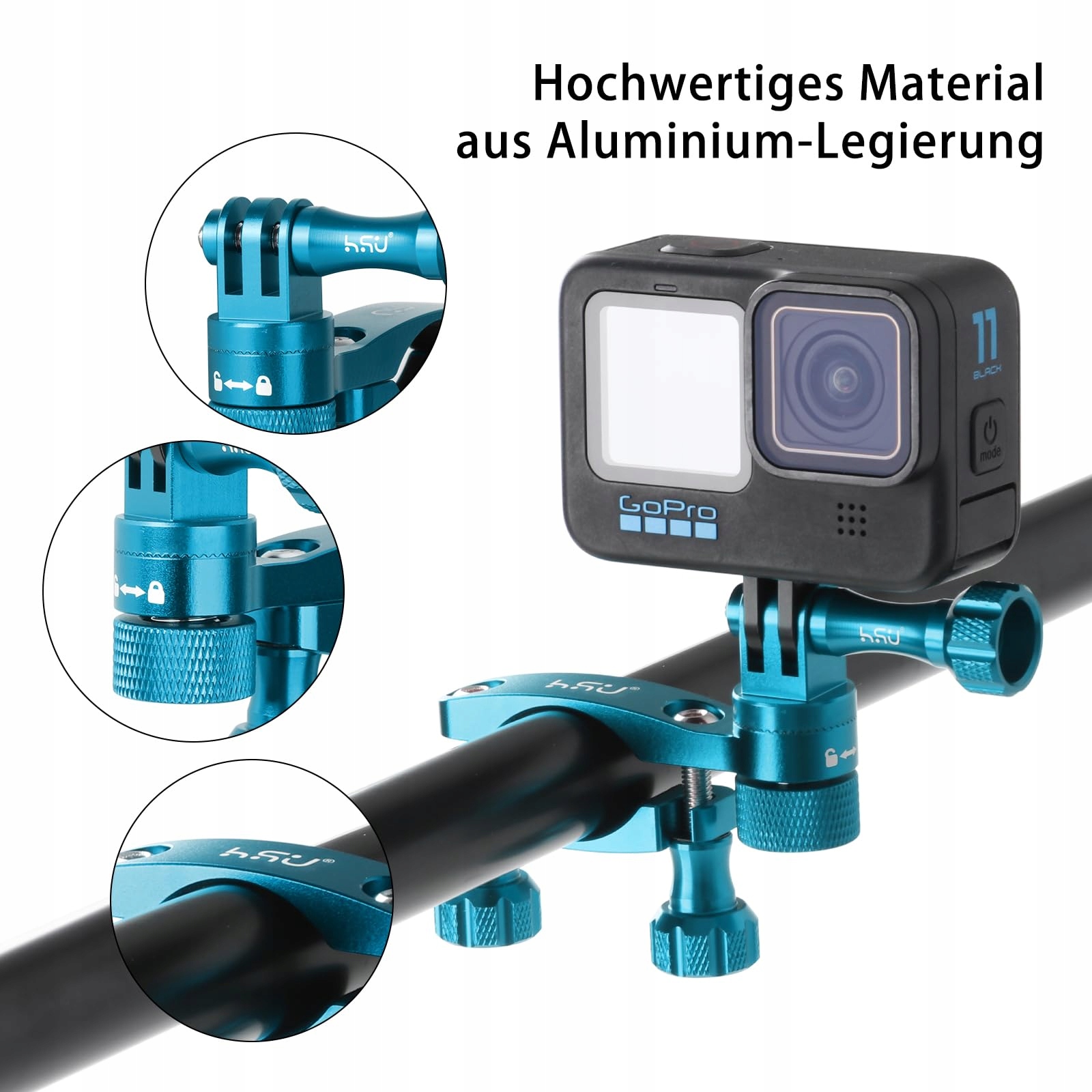 HSU Uchwyt Rowerowy 360° Do GoPro Hero 12-3 Niebieski — miniatura 6