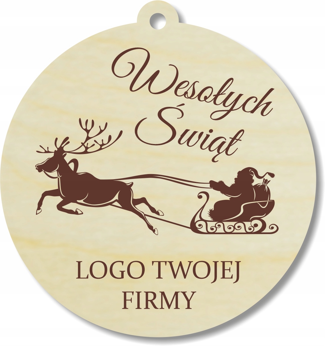 Bombka drewniana z logo FIRMY GRAWER