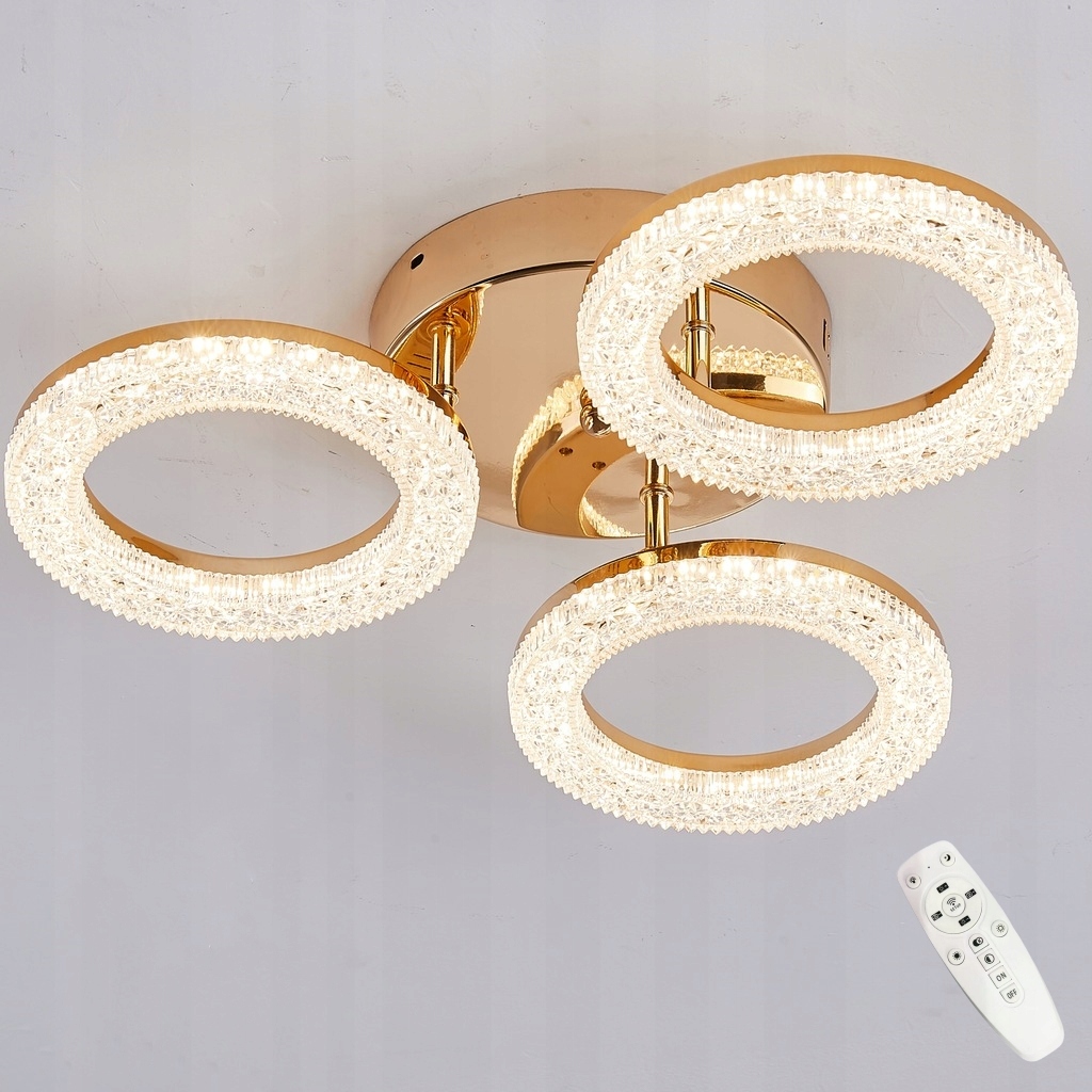 Lampa Sufitowa Kryształowa Wisząca Złota Żyrandol Plafon Led Pilot 36W
