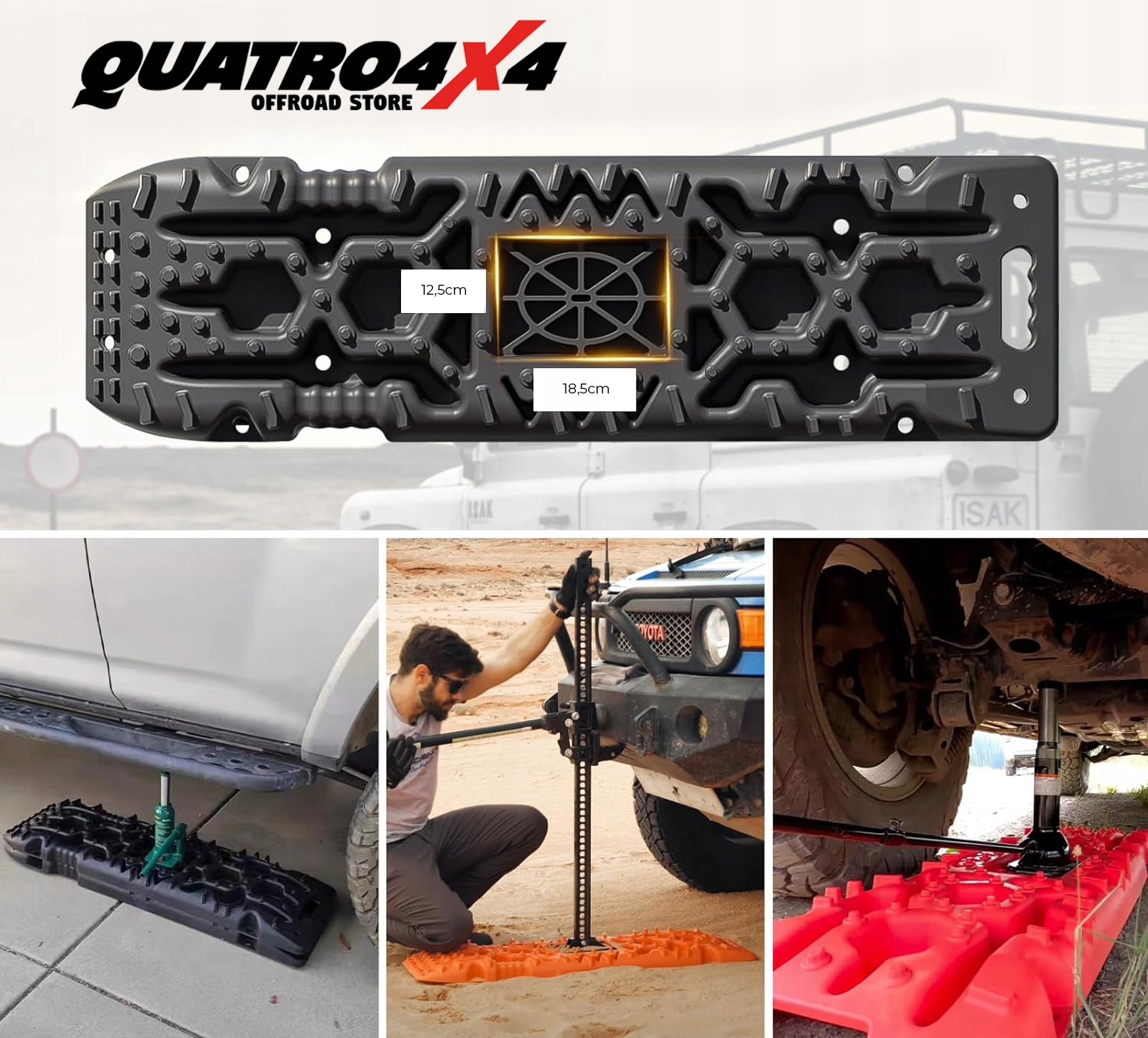 TRAPY 10ton Z POLIPROPYLENU Z GNIAZDEM | PODSTAWĄ DO HI-LIFTU SNAKEMAN 4WD EAN (GTIN) 5905247915627