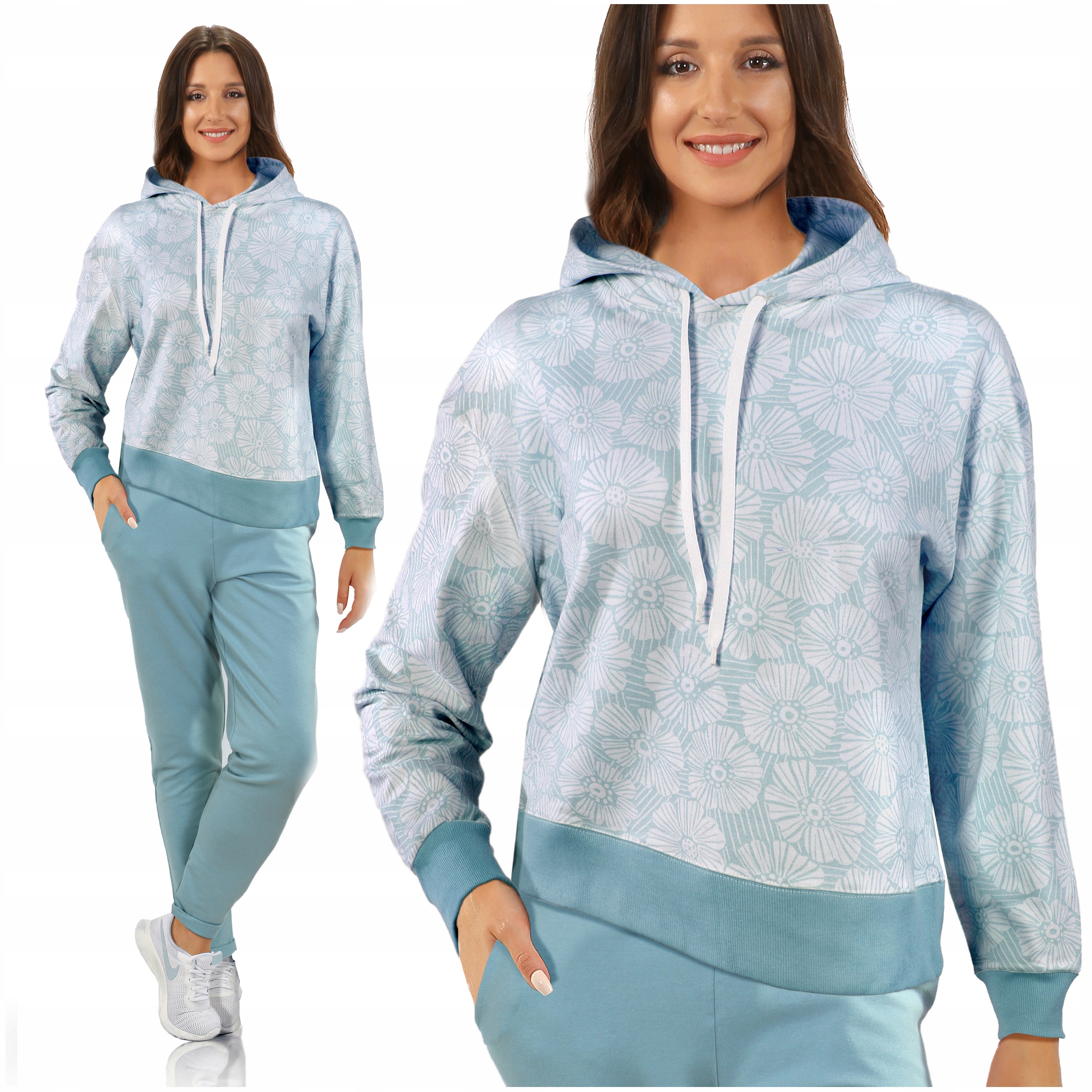 

Bluza na co dzień z kapturem Sesto Senso w kwiatki