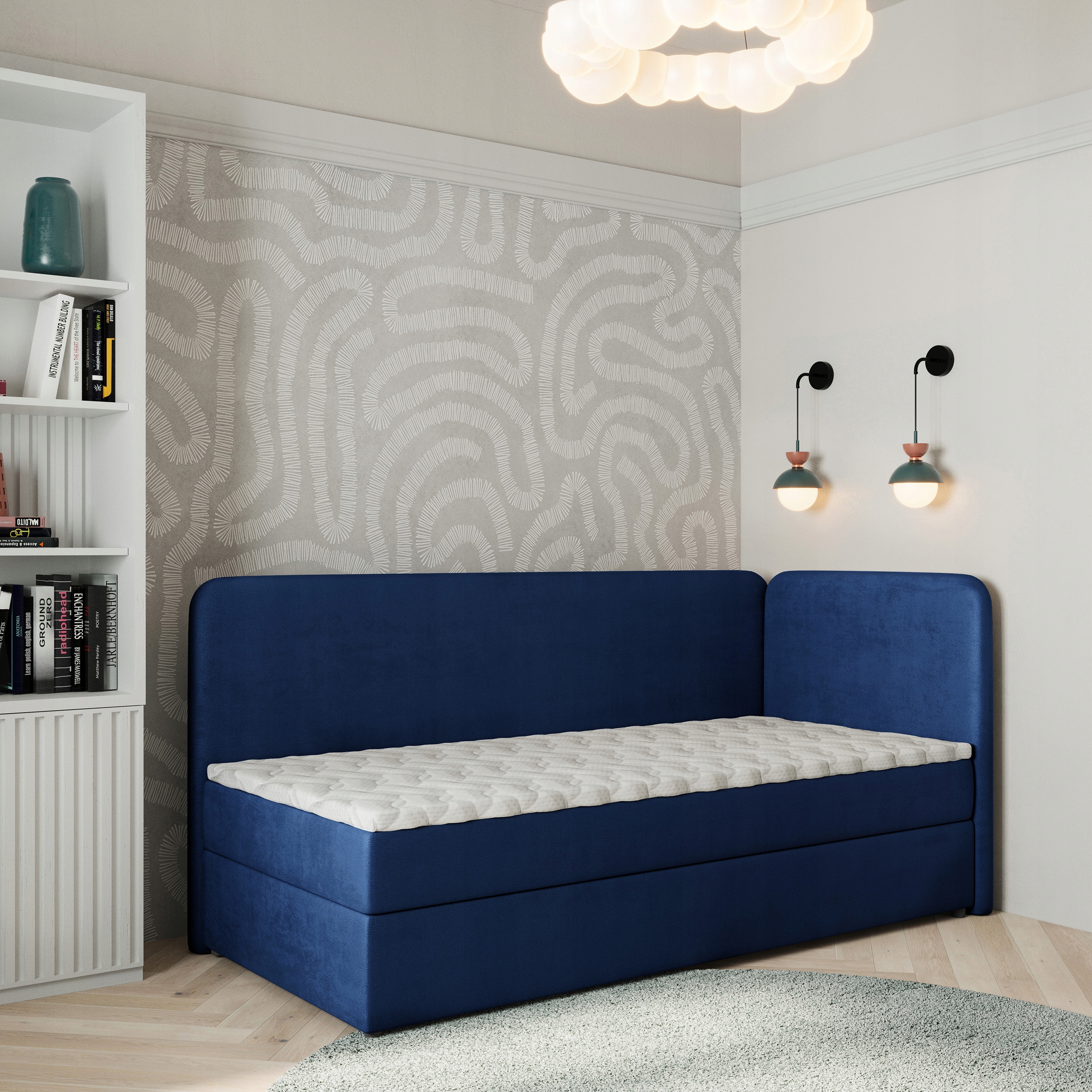 Postel Pro Mláděž Gina 90x200 cm s matrací, jednolůžko, modrá barva
