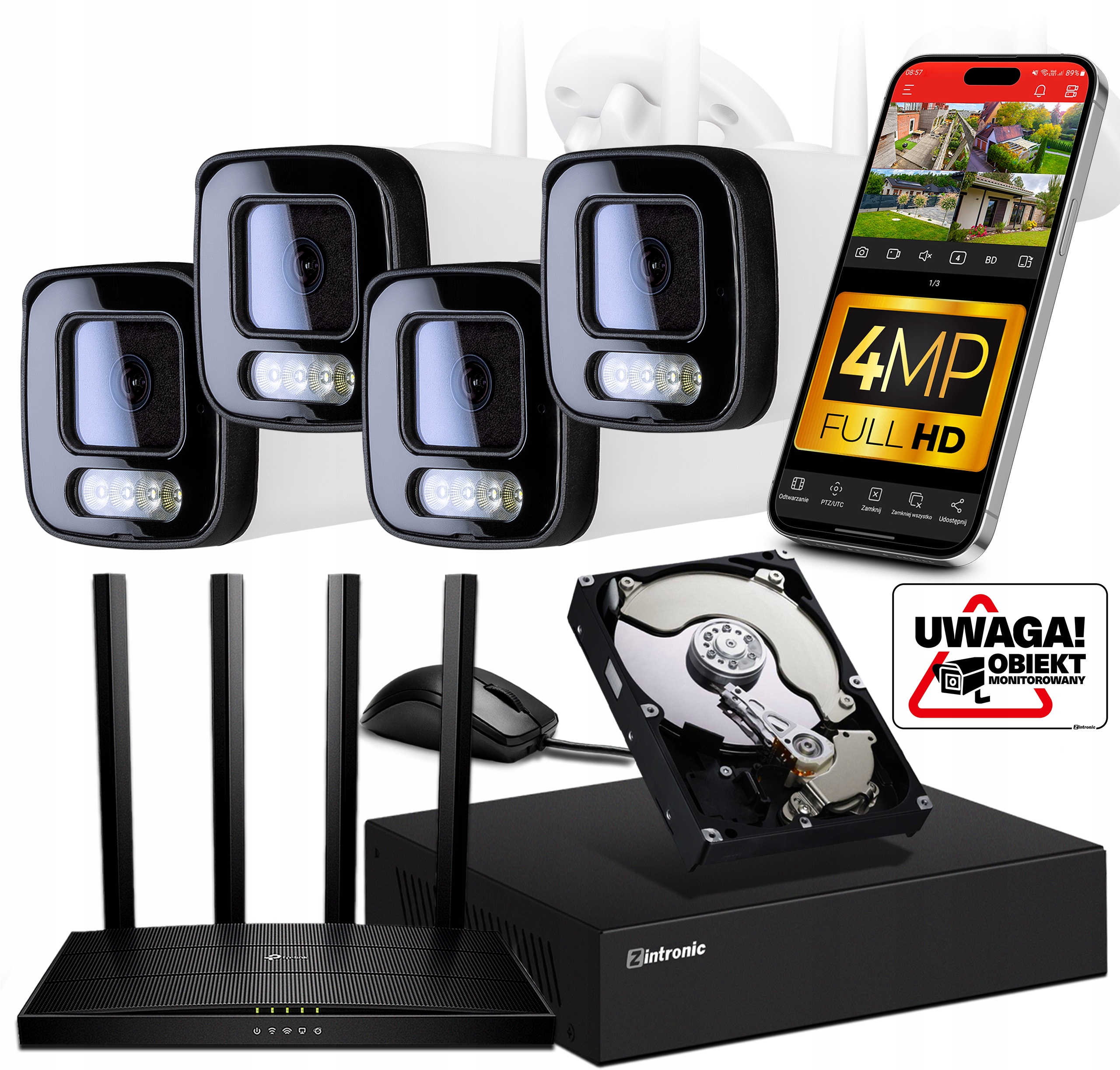 Sada pro monitorování 4 venkovní bezdrátové WiFi kamery 4 MPx 1TB