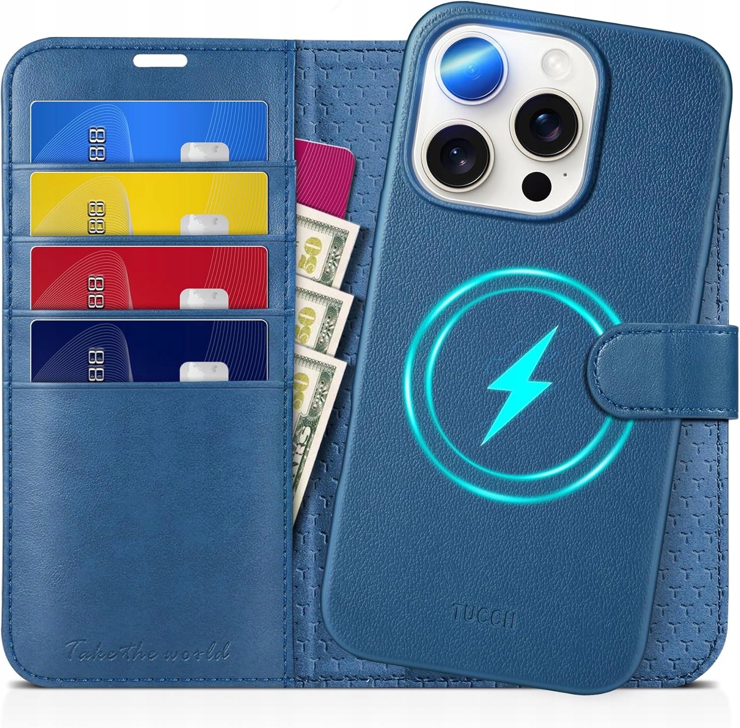 Pouzdro odnímatelné 2v1 pro iPhone 16 Pro 6,3" pouzdro s klopou, peněženka Rfid zadní kryt