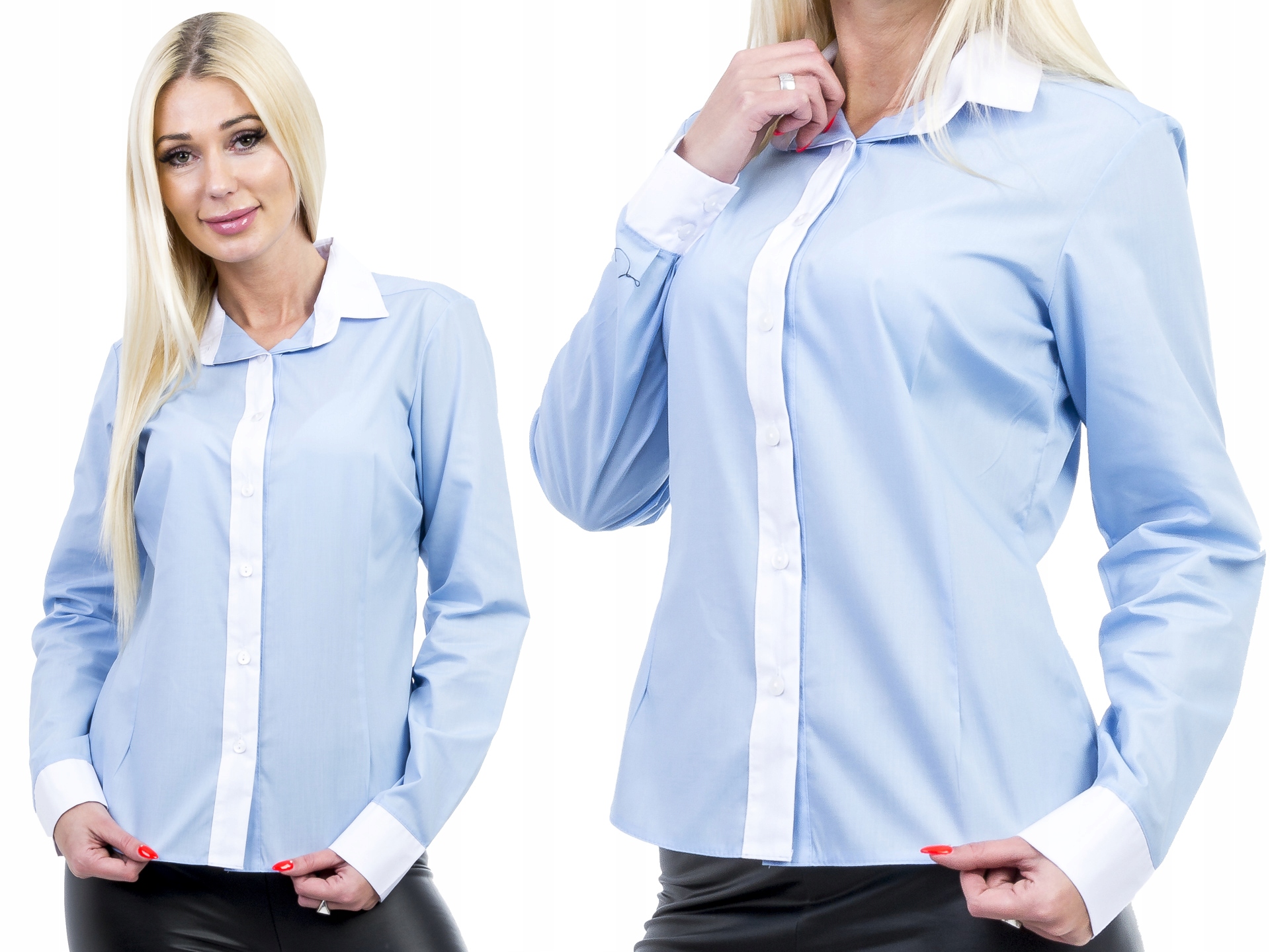 

U74 Biznesowa Koszula Długi Rękaw Niebieska r 40