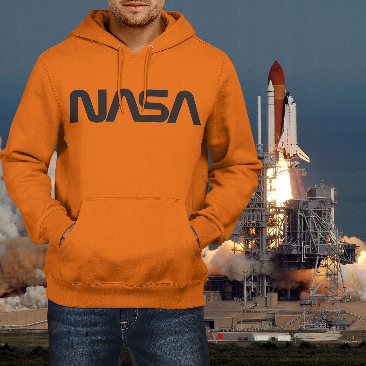 Bluza męska NASA z kapturem pomarańczowa XS Marka inna