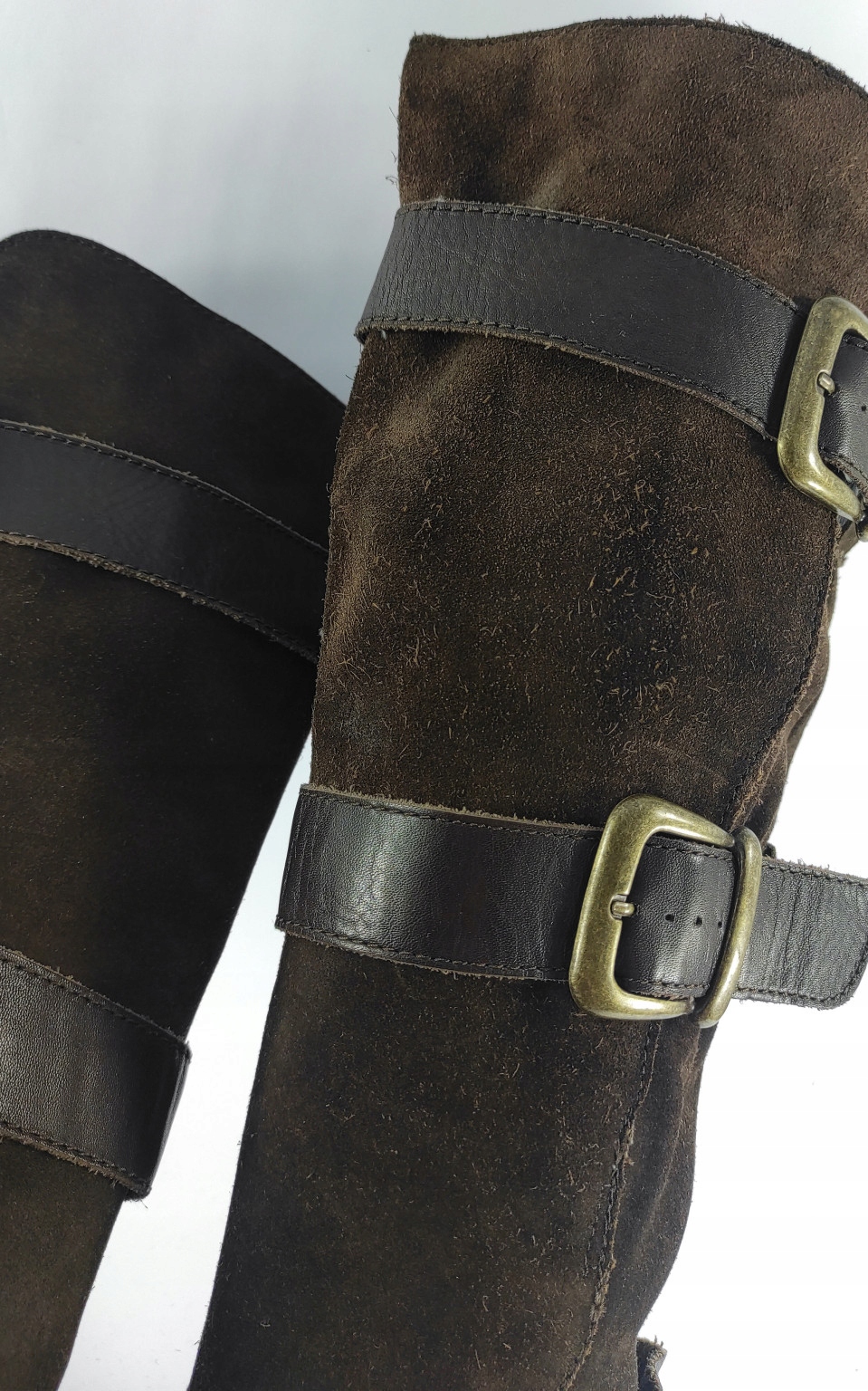 brązowe Skórzane kozaki 39