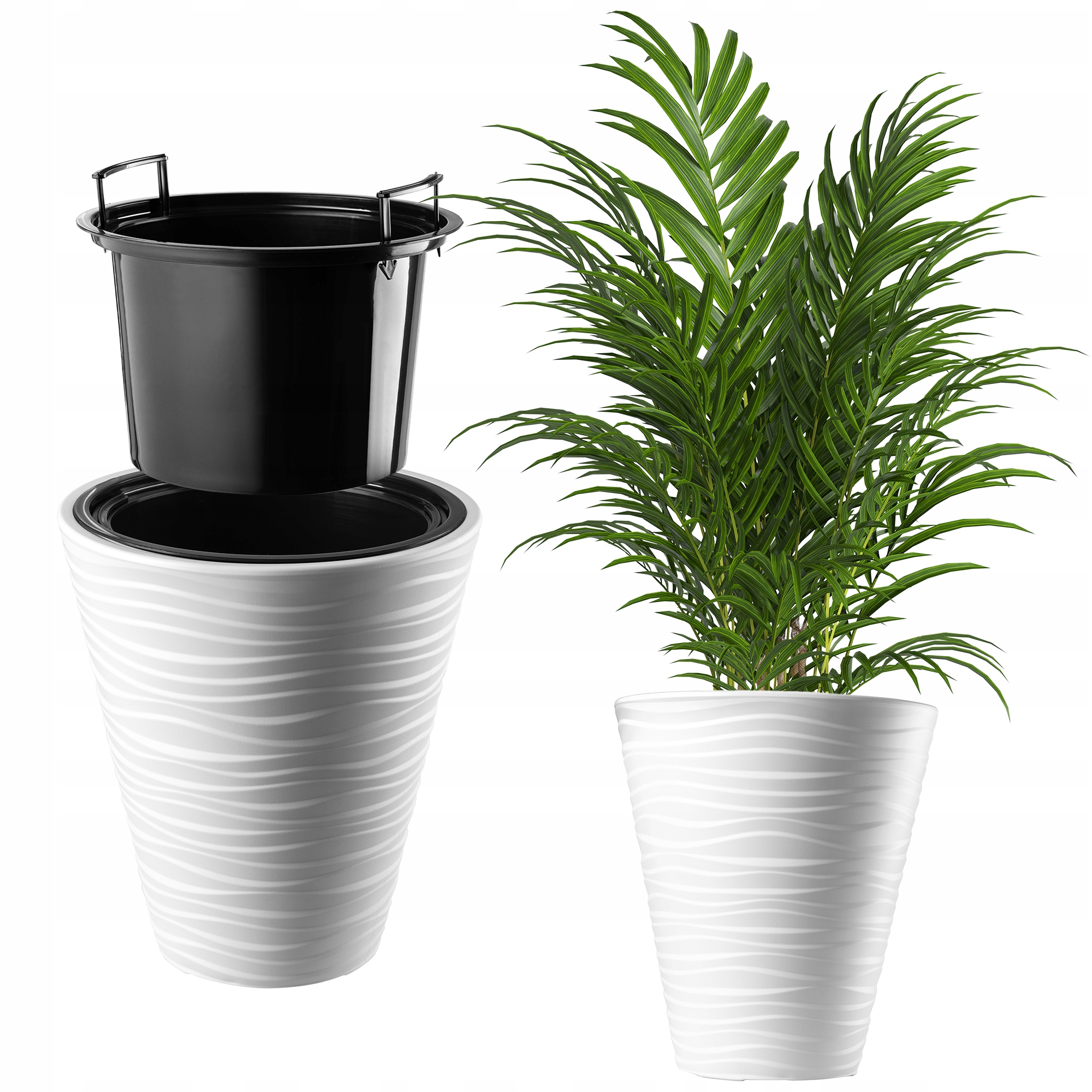 Květináč Obal Na Květináč 30 cm Na Květiny S Vložkou Květinový Bílý Plastový
