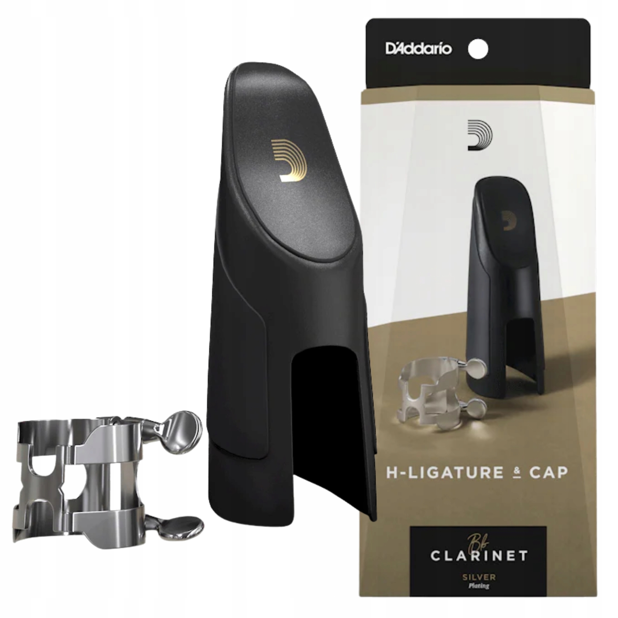 Ligatura s kapucí pro klarinet Bb Postříbřená D'Addario H-Ligature