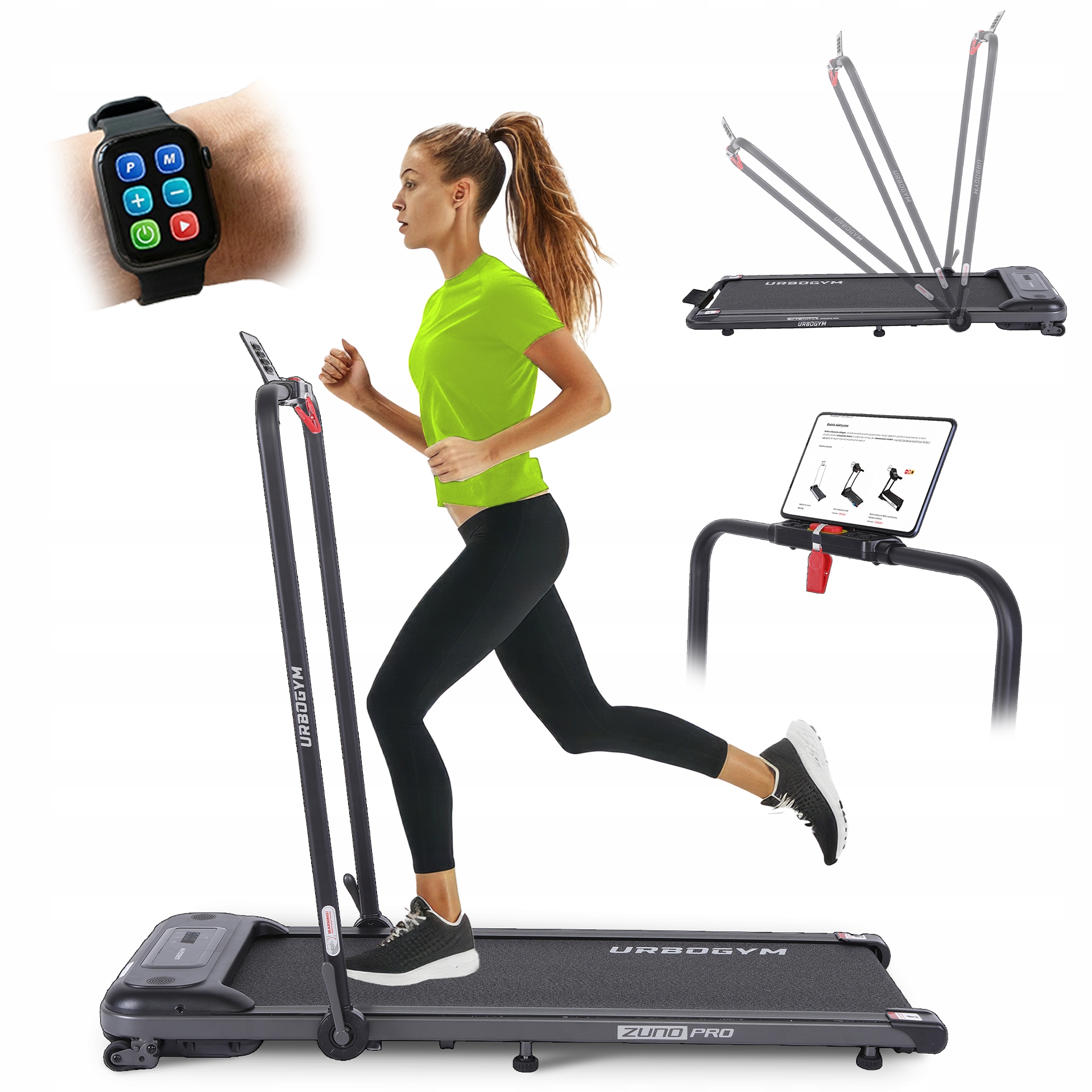 Bieżnia Elektryczna Domowa 2W1 Zuno Pro Składana Na Płasko Pod Łóżko 10KM/H