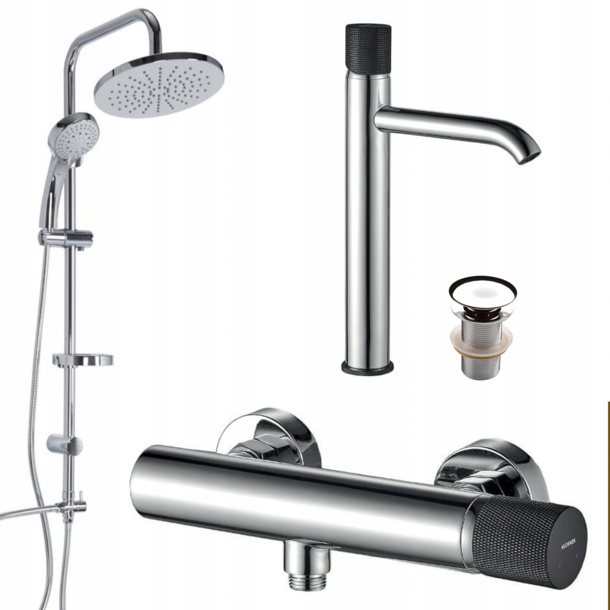 Umyvadlová sprchová baterie s vysokou dešťovou sprchou