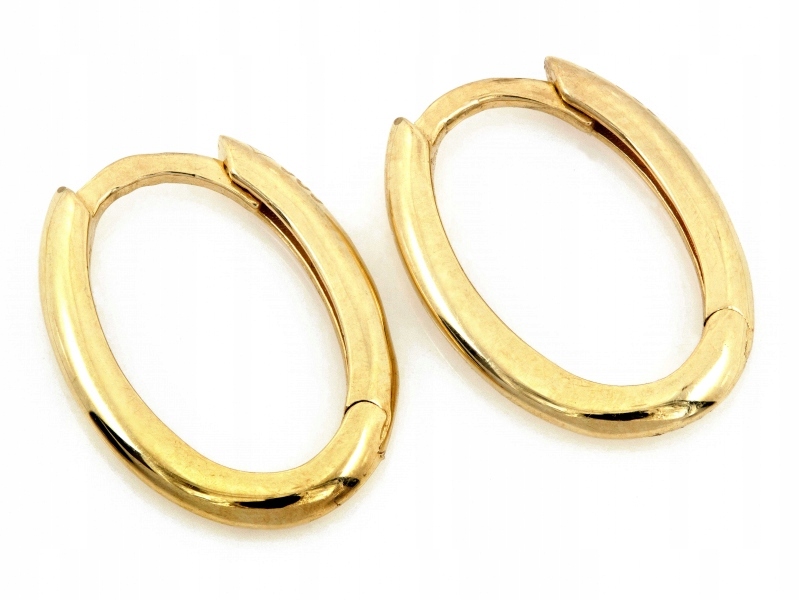 Elegantní náušnice zlaté 585 oválné anglické, klasický styl 14kt dárek