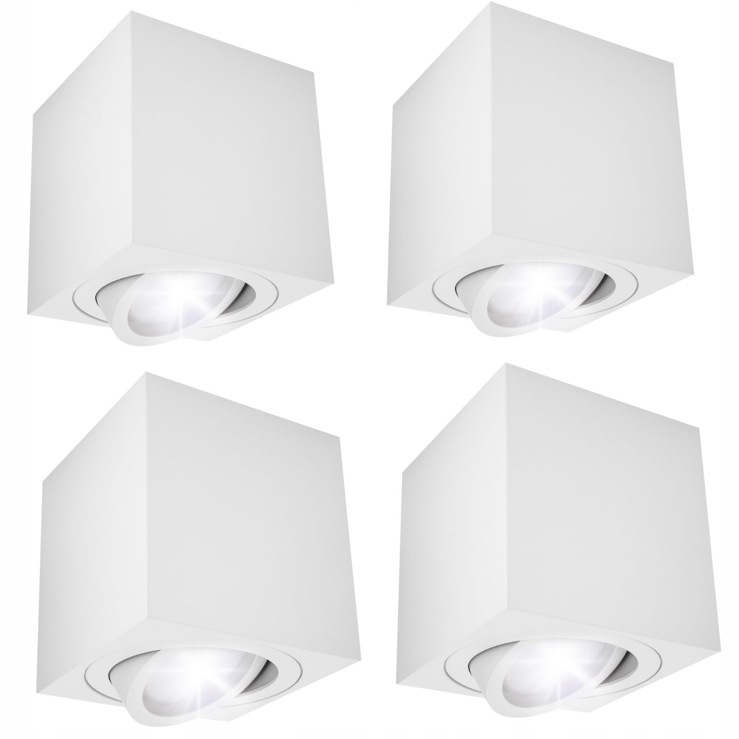 4x Oprawa natynkowa Tuba Halogenowa ruchoma GU10 Led 80x85 do pokoju biała