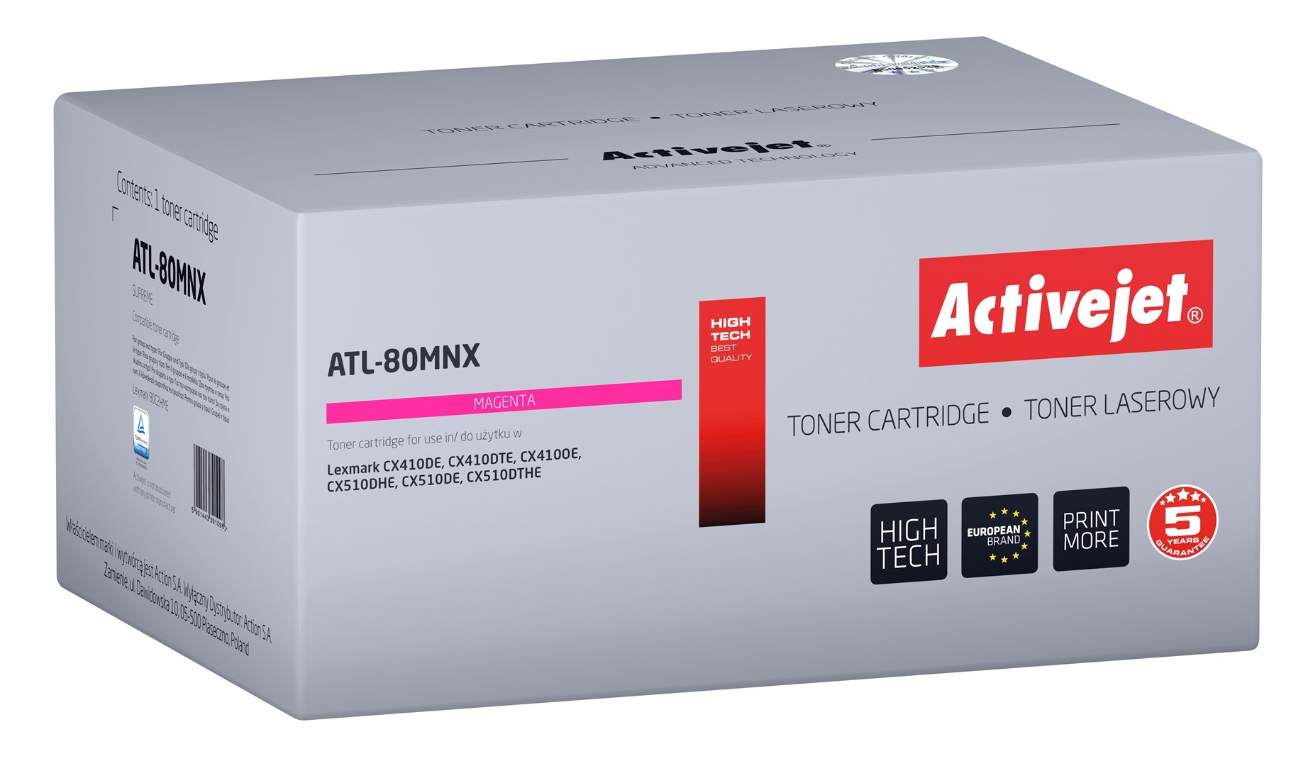 Activejet toner ATL-80MNX (zamiennik do Lexmark 80C2HME, Supreme; 3000 stro