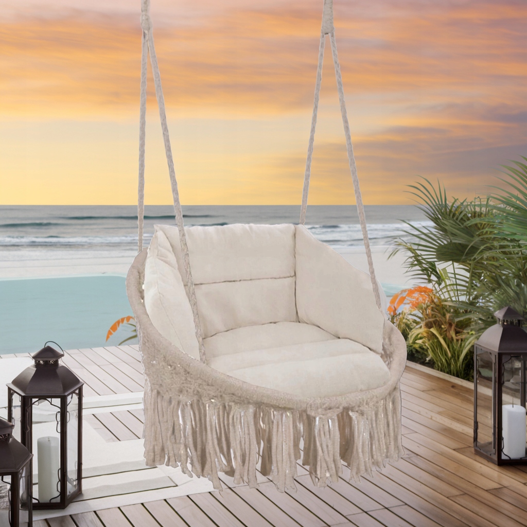 HUŚTAWKA BOCIANIE GNIAZDO Z PODUSZKĄ XXL ZESTAW OGRODOWY BEŻOWY BOHO 120CM Rodzaj bocianie gniazdo