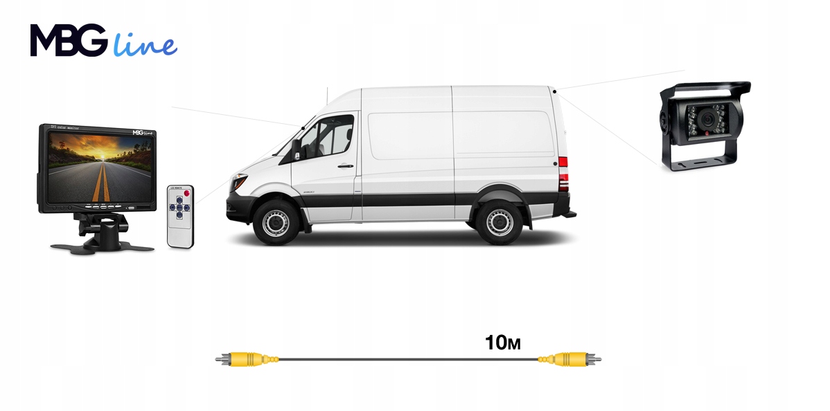 ZESTAW PARKOWANIA Kamera cofania Monitor LCD 7 Connectivity wired
