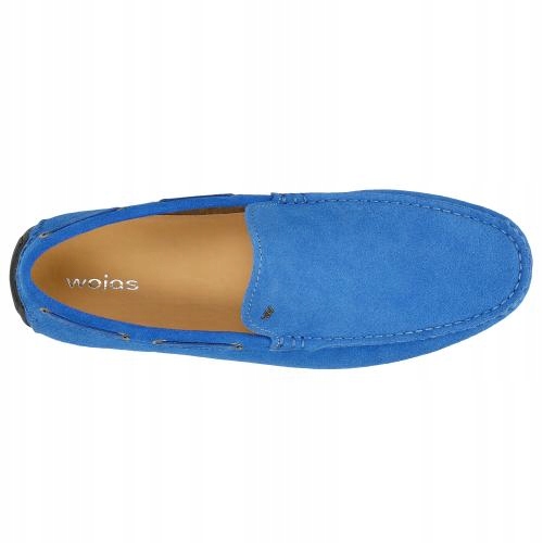 BUTY MĘSKIE SKÓRZANE obuwie mokasyny SKÓRA WELUR Wojas niebieskie r. 41 Rozmiar 41
