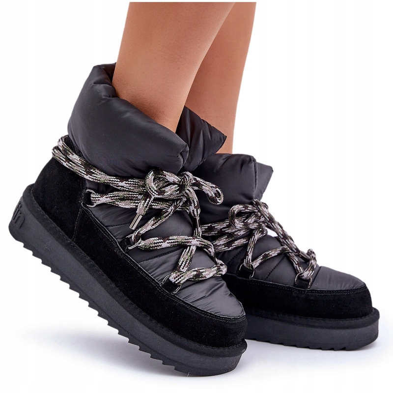 Semišové Sněhule S Hrubým Šněrováním D.franklin DFSH375003 Černé 39