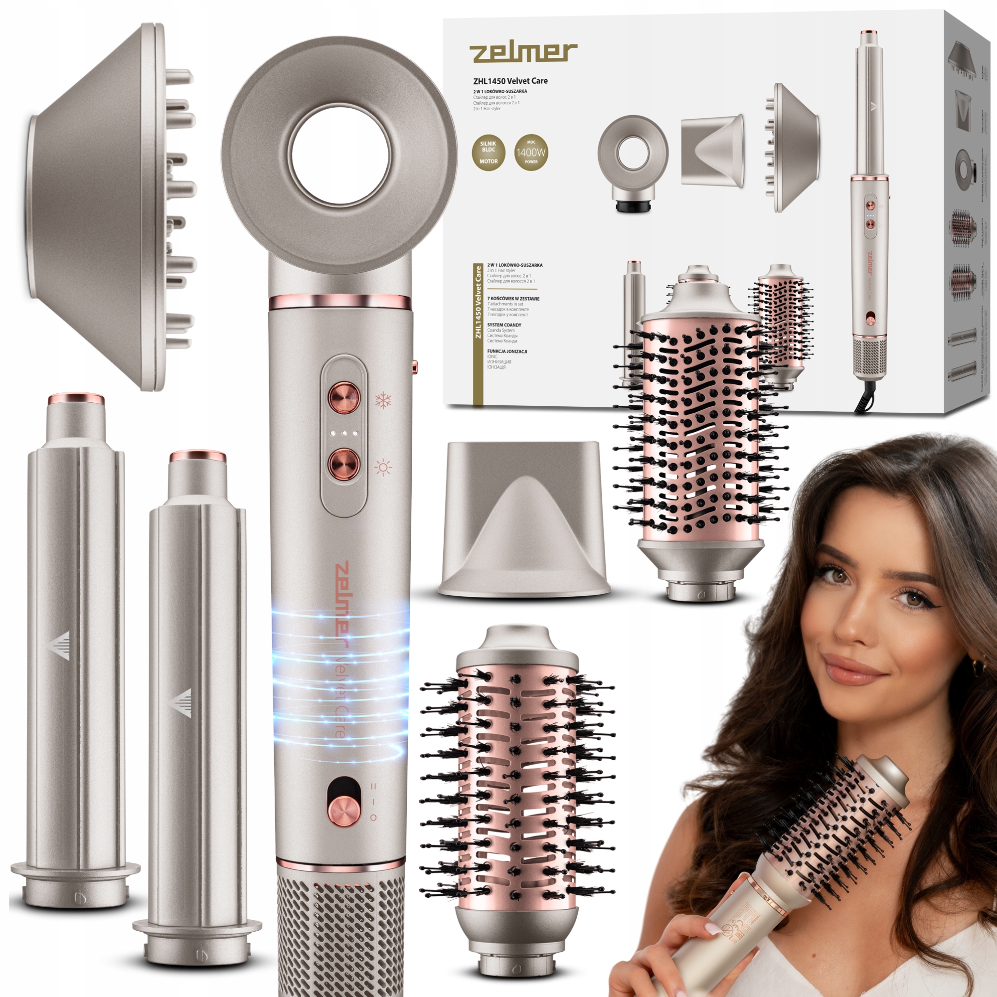 Lokówko-suszarka Zelmer 7W1 Ceramiczna Wielofunkcyjna Jonizacja 1400W