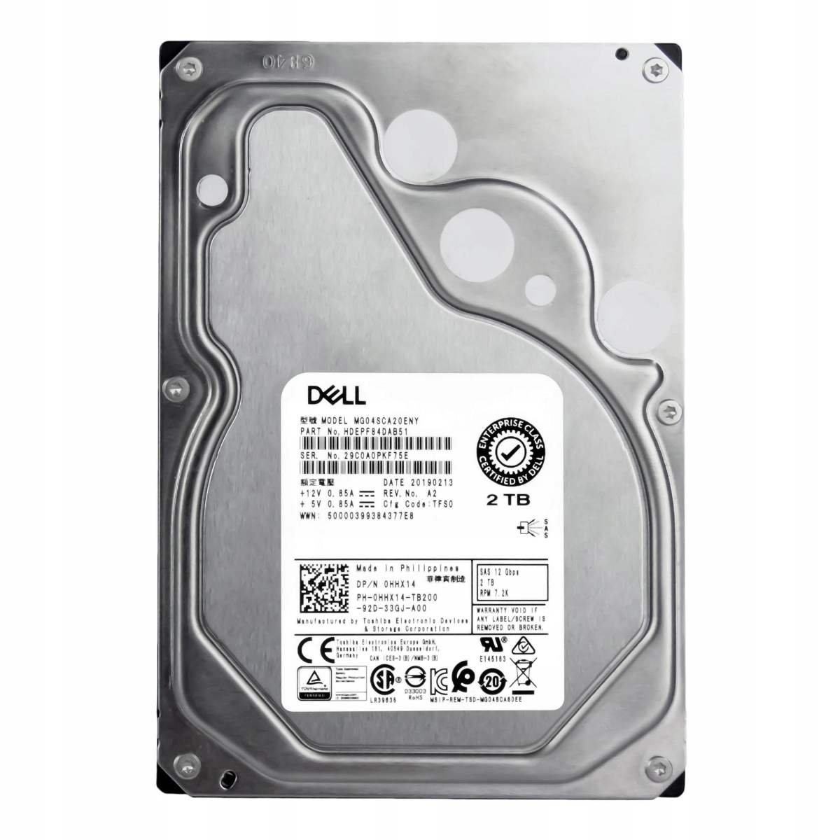 Dell 0HHX14 2TB 7.2K 128MB SAS-3 3.5'' MG04SCA20ENY