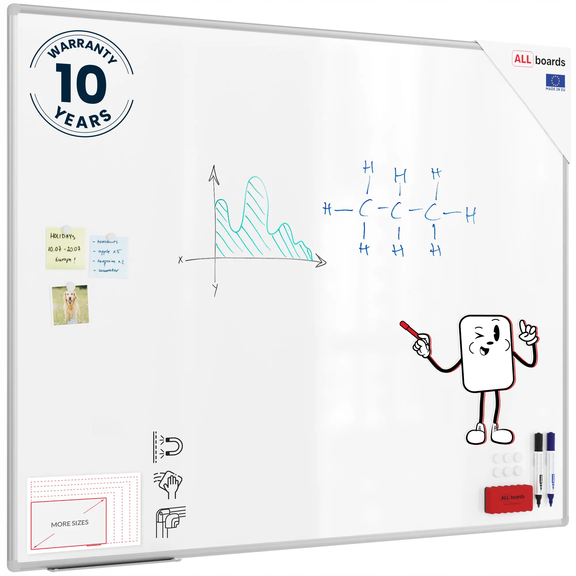 Tablica magnetyczna biała suchościeralna 150x120 rama aluminiowa gratisy