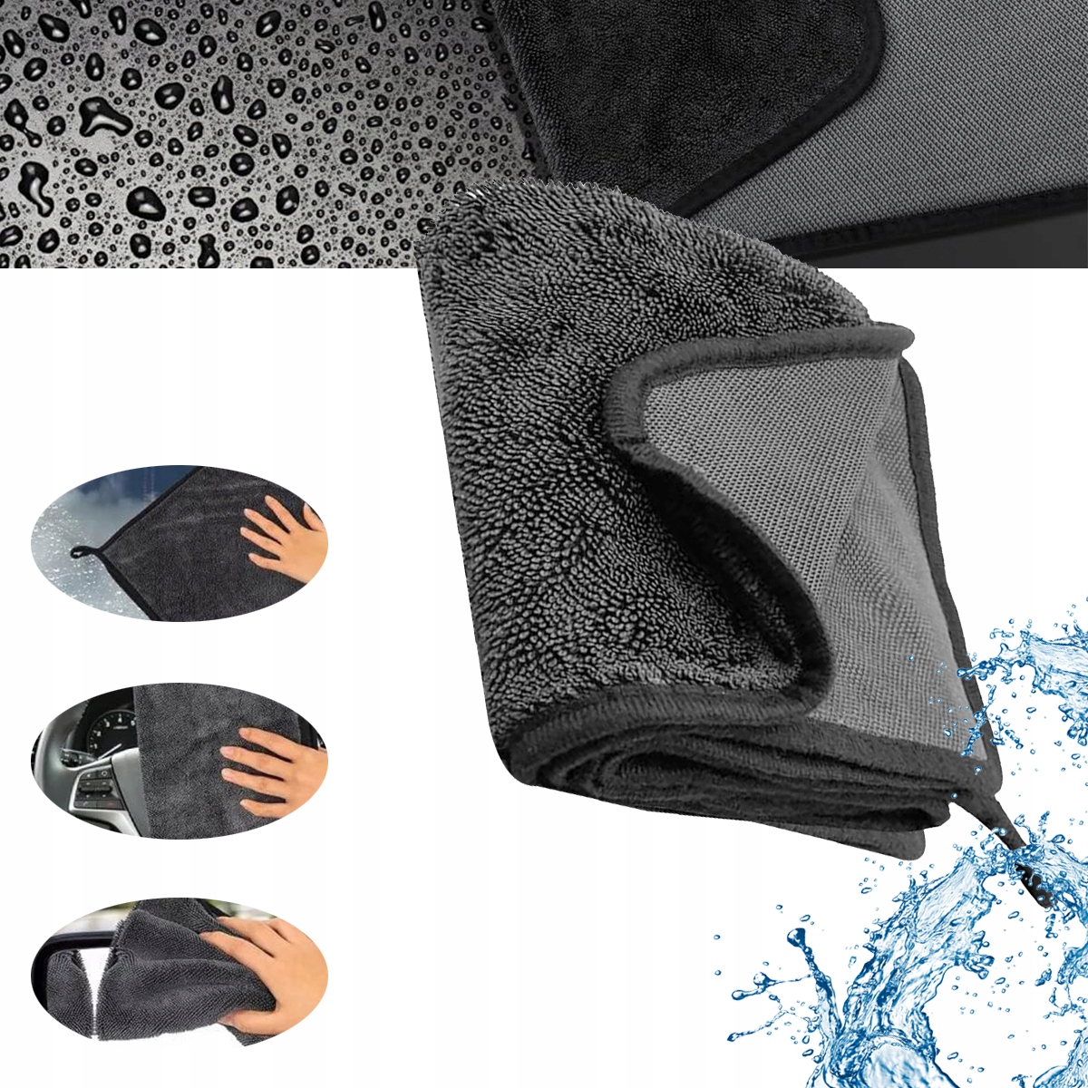 Duży Ręcznik Detailingowy Do Osuszania Wycierania Samochodu Auta 600gsm XL