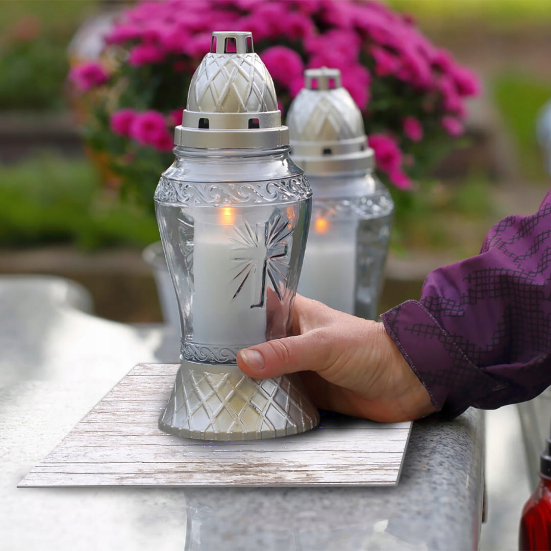 SZKLANA PODSTAWKA POD ZNICZE 40x30cm Dechy 115b Szerokość produktu 30 cm